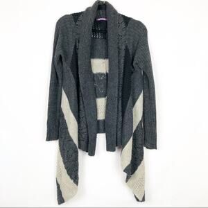 Smart Set Wool Blend Open Front Cardigan Colorblock Gray/Cream Size Petite Small